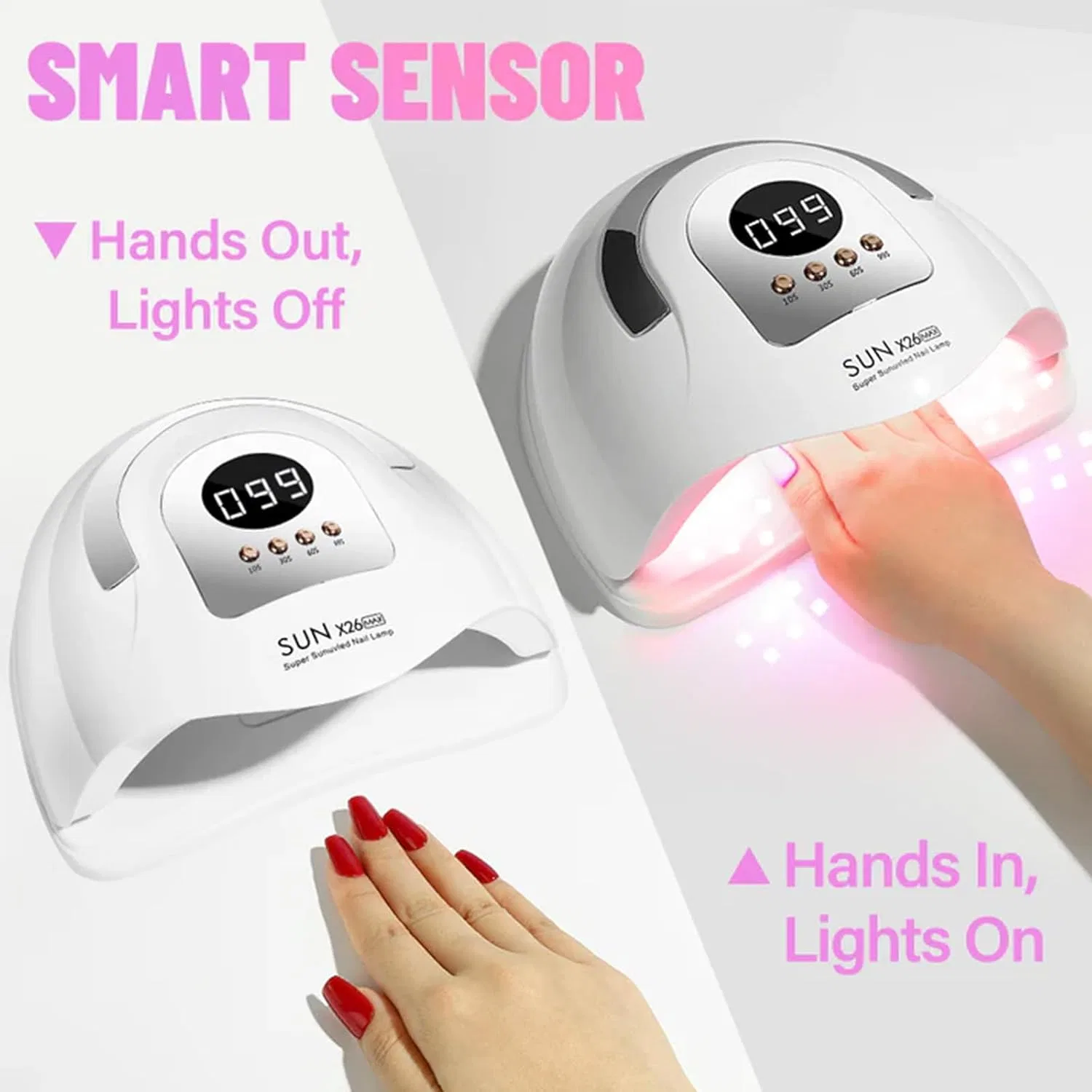UV LED лампа для гелевых ногтей 380 Вт с 81 светодиодом от MainPi Mainpi — фото 4