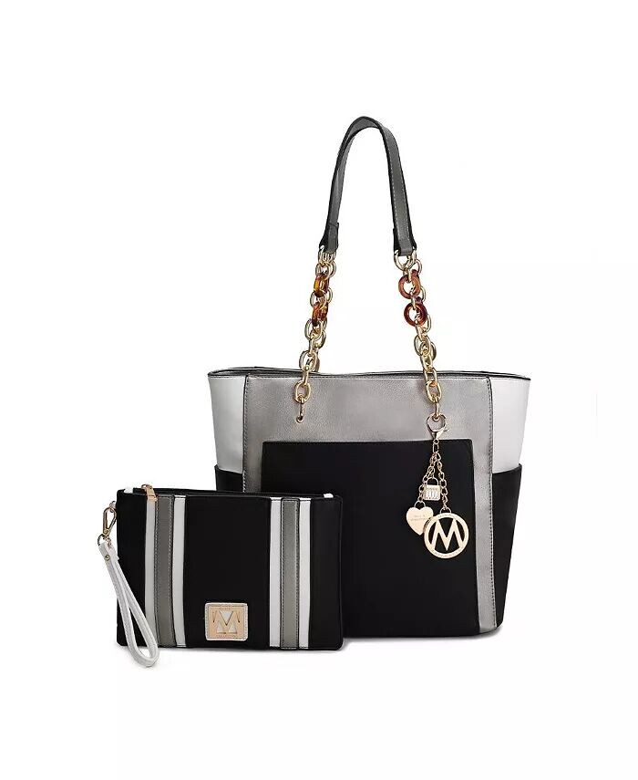 

Большая сумка-тоут Rochelle Color Block с ремешком от Mia K Mkf Collection, серебряный