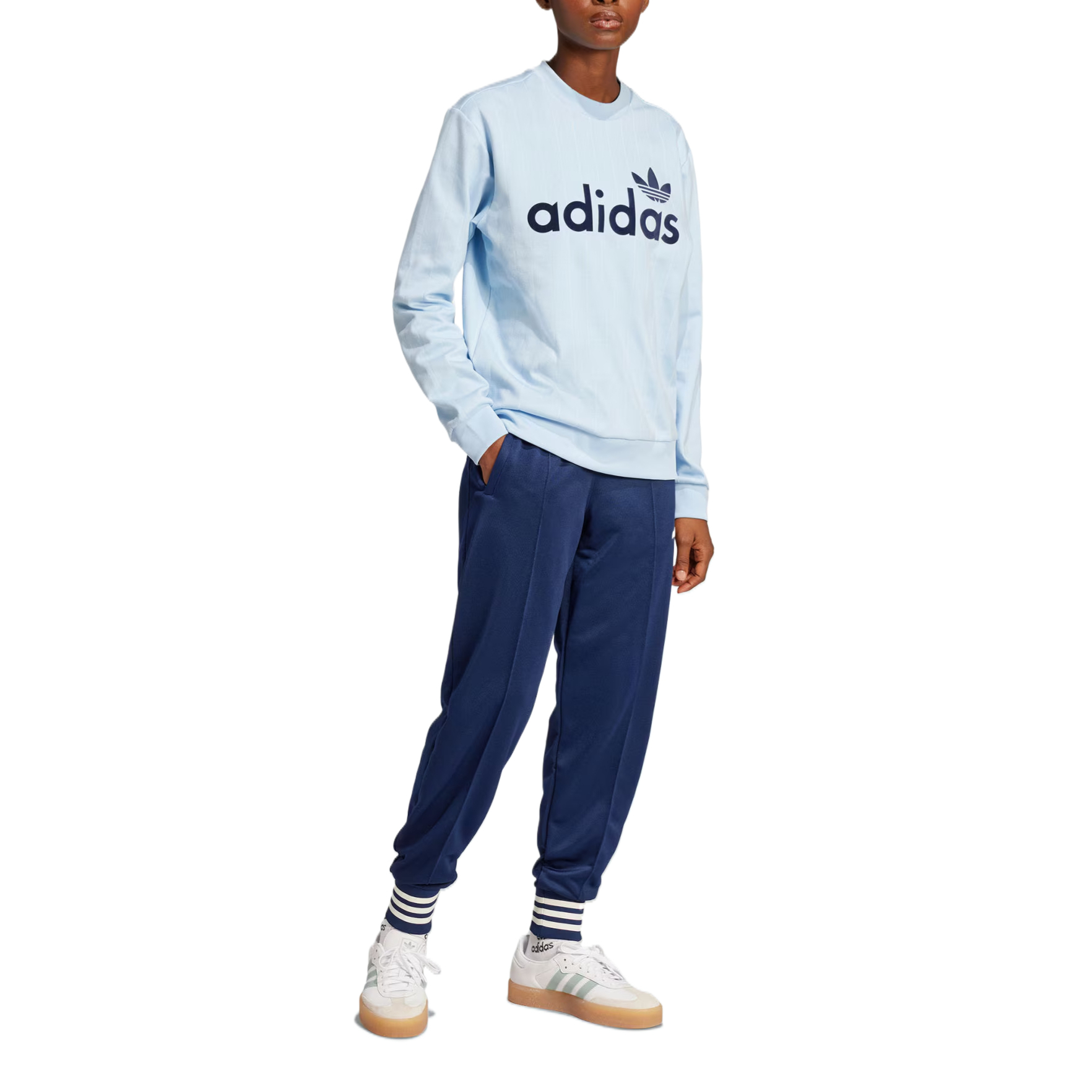Пинстрайп свитшот Women's Adidas Originals, серо-синий/белый — фото 4