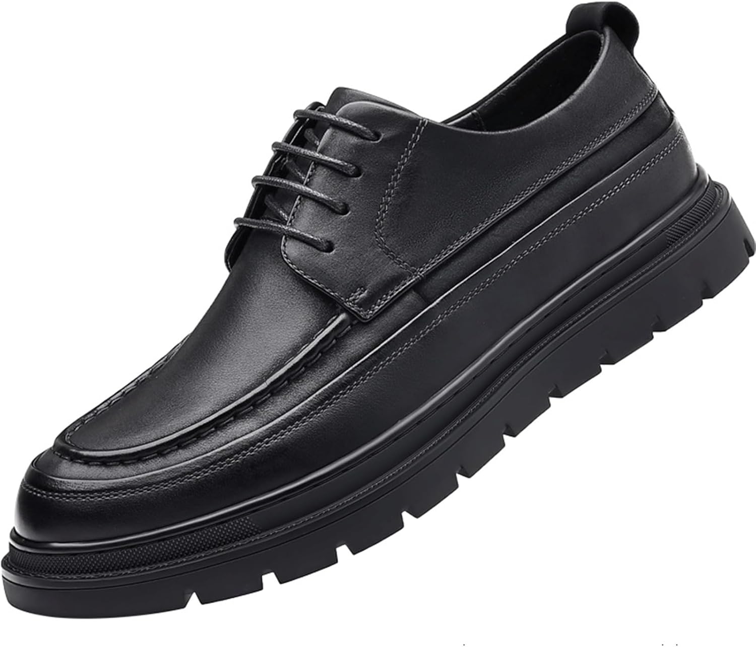 

Мужские кожаные низкие оксфорды на шнуровке, с удобным круглым носком, классические дерби, деловые и туфли Crepuscute, черный