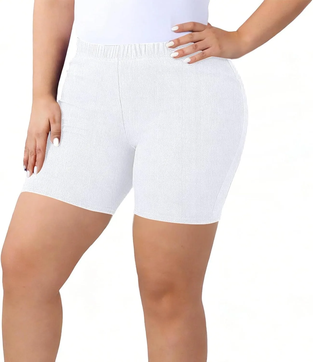 Женские шорты-леггинсы Plus Size High Waisted Ribbed для тренировок — фото 2