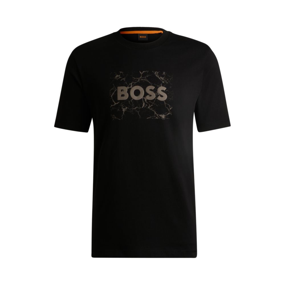 

Футболка из хлопкового джерси с логотипом BOSS, черный