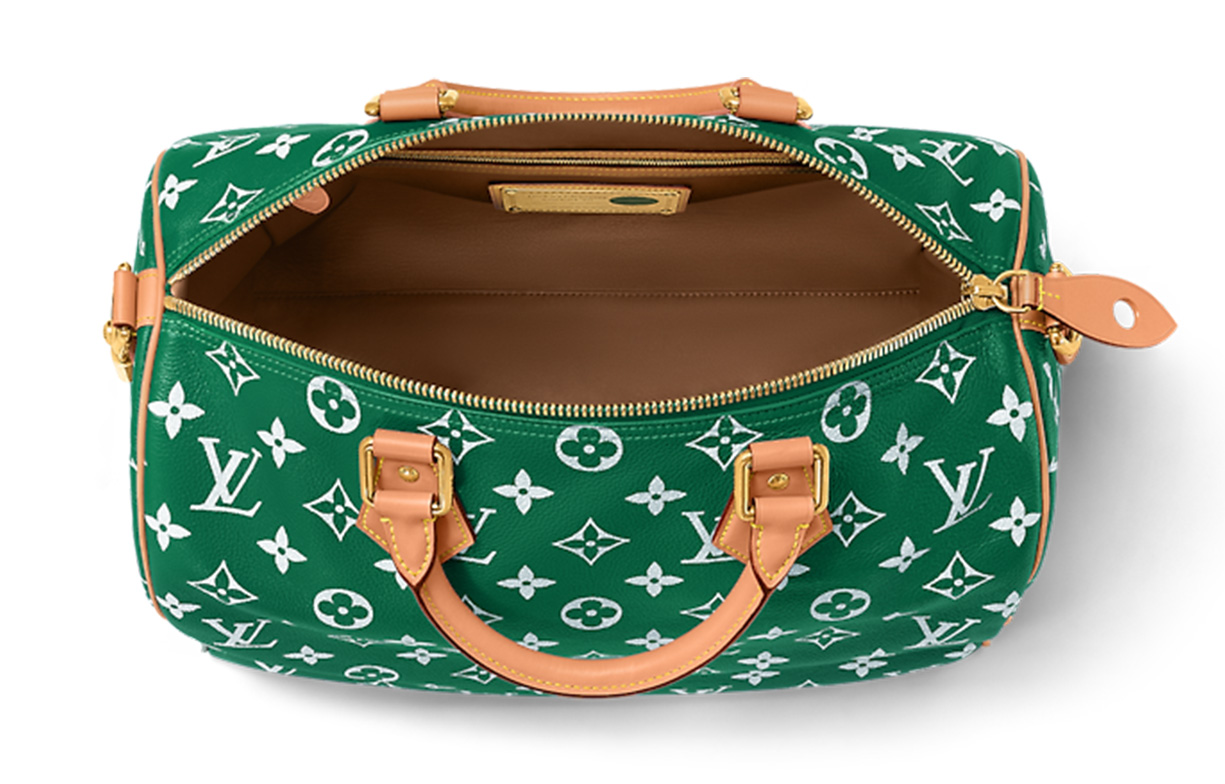 LOUIS VUITTON Сумка Speedy P9 Bandoulière 40 Monogram кожаная зеленая — фото 4