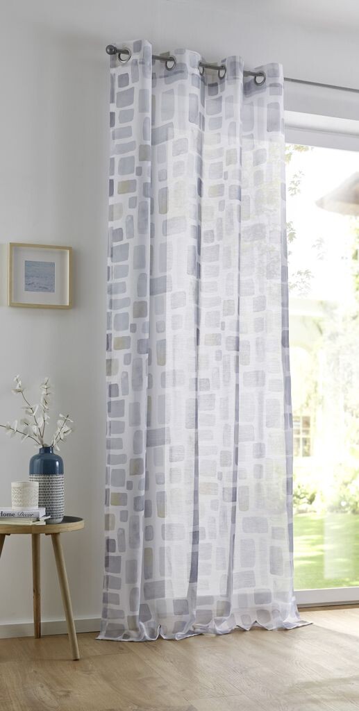

Kutti White Curtain Glen полупрозрачная штора с серебряными люверсами. Современный шарф для карниза, с принтом, дизайн серо-бежевый, полиэстер, легкий в уходе, Ш 135 x В 245 см, (1 шт.), белый