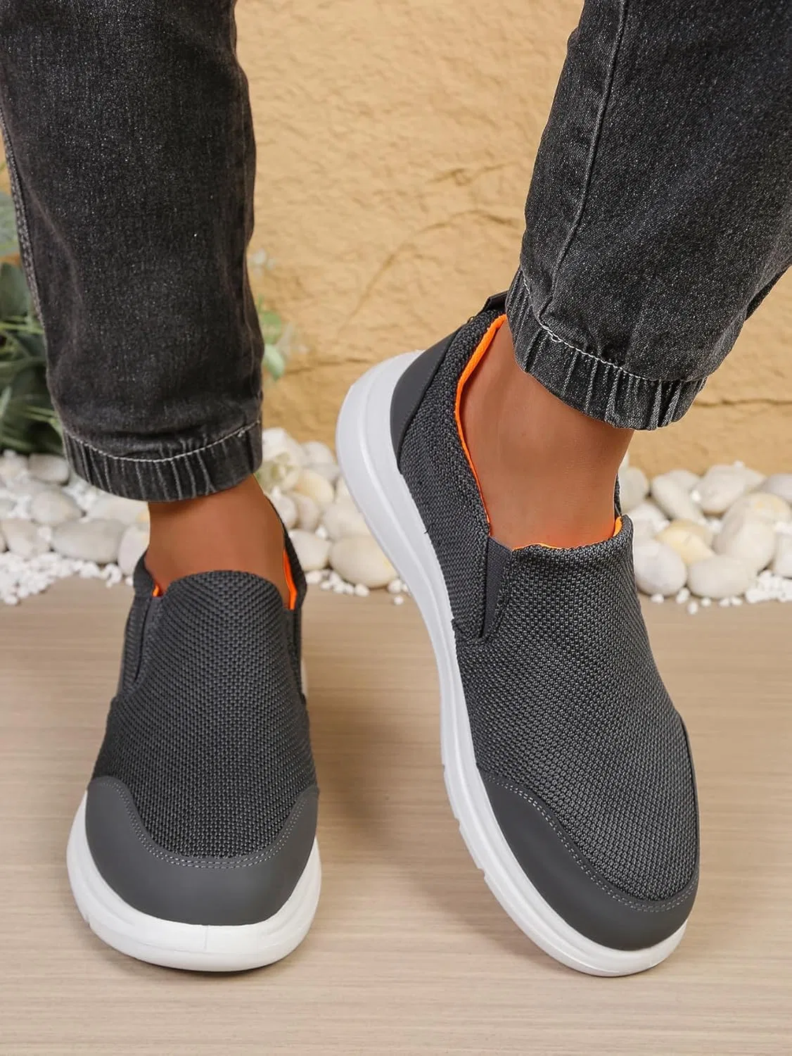 Лоферы мужские, кожаные, без бренда, модель Flat Round-Toe, черный SPKFHD — фото 2