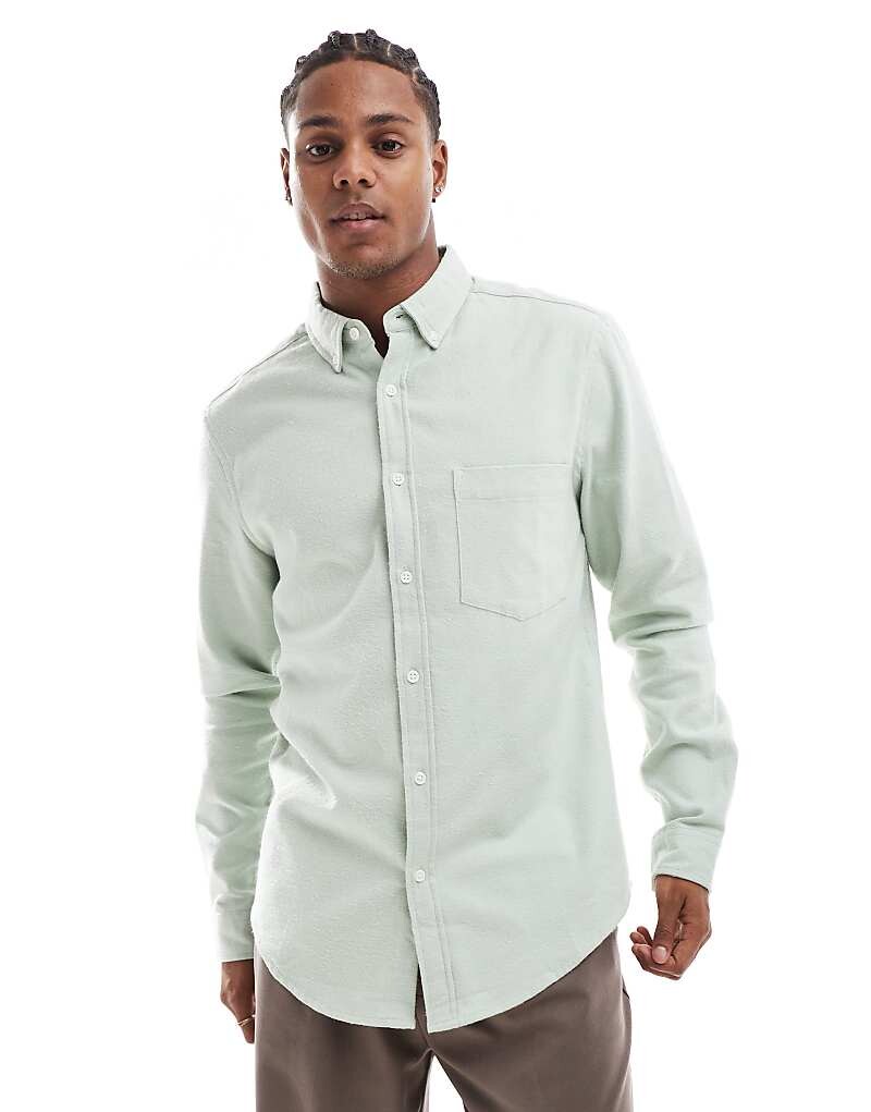

ASOS DESIGN - оксфордская рубашка с начесом серо-зеленого цвета