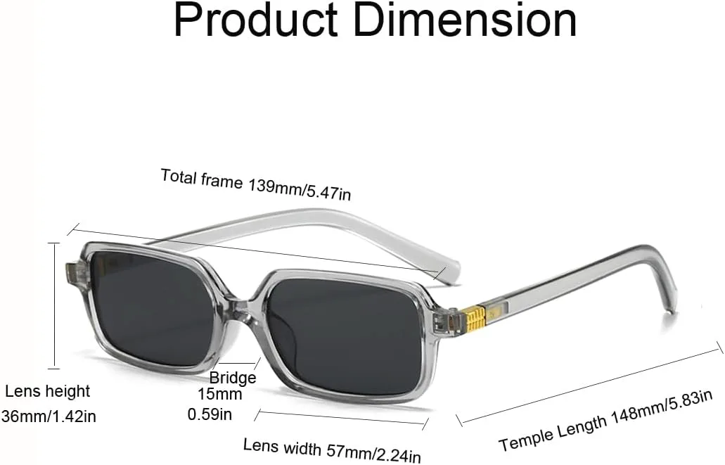 

Маленькие прямоугольные солнцезащитные очки в стиле ретро 90-х для женщин и мужчин, винтажные, с узкой оправой, модные очки Azoxus, Clear Frame Gray Lens
