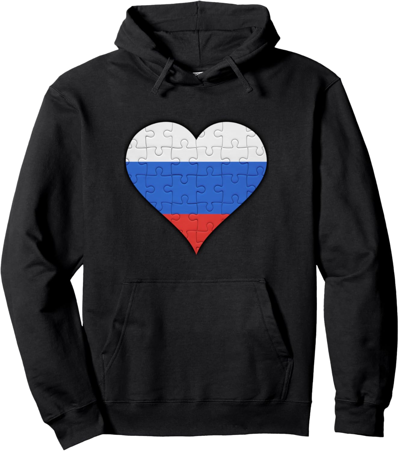 

Толстовка с изображением российского флага и сердца Russian Flag Heart Design, черный