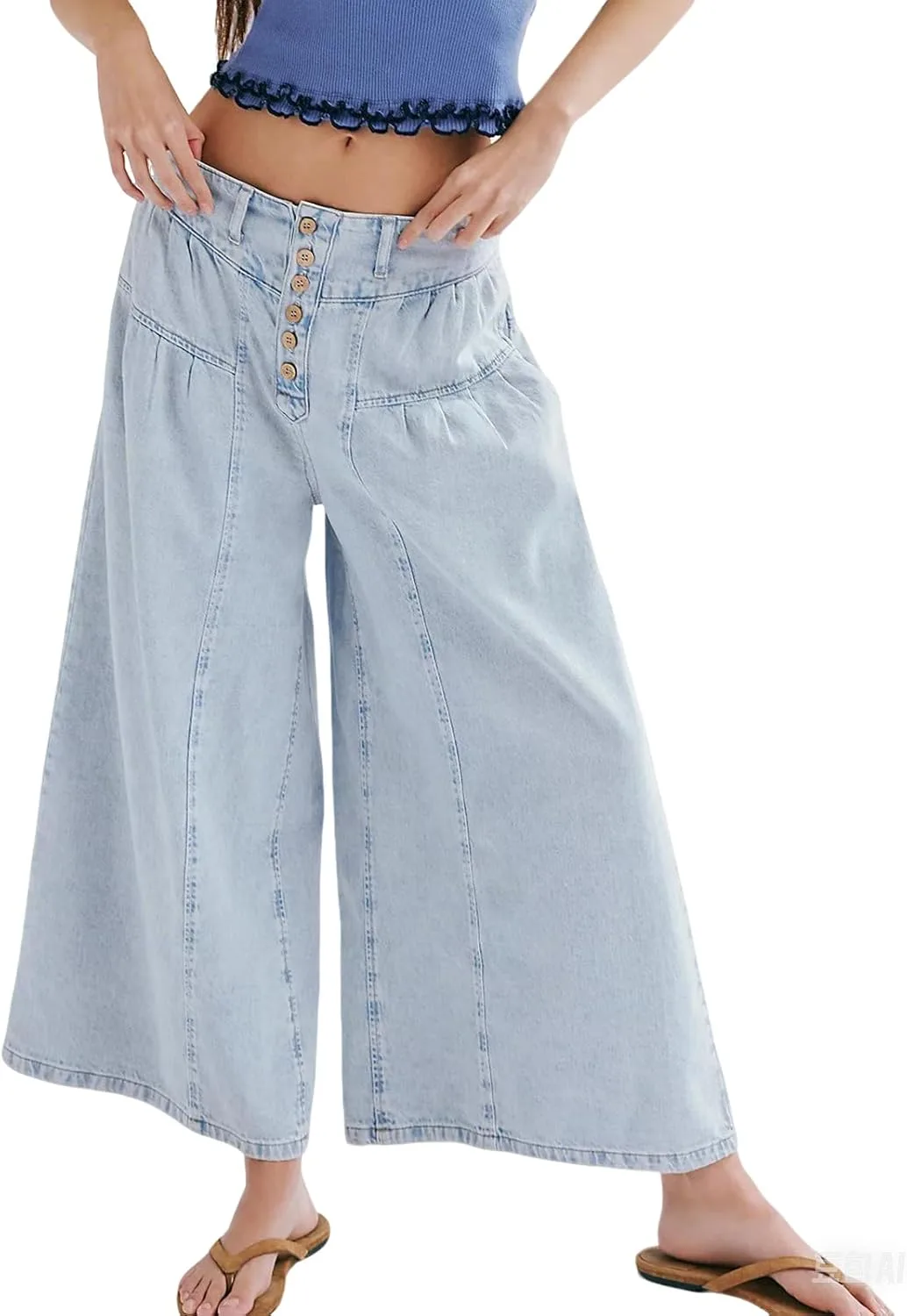 

Lisskolo широкие джинсы женские mid rise плиссированные baggy с эластичным поясом