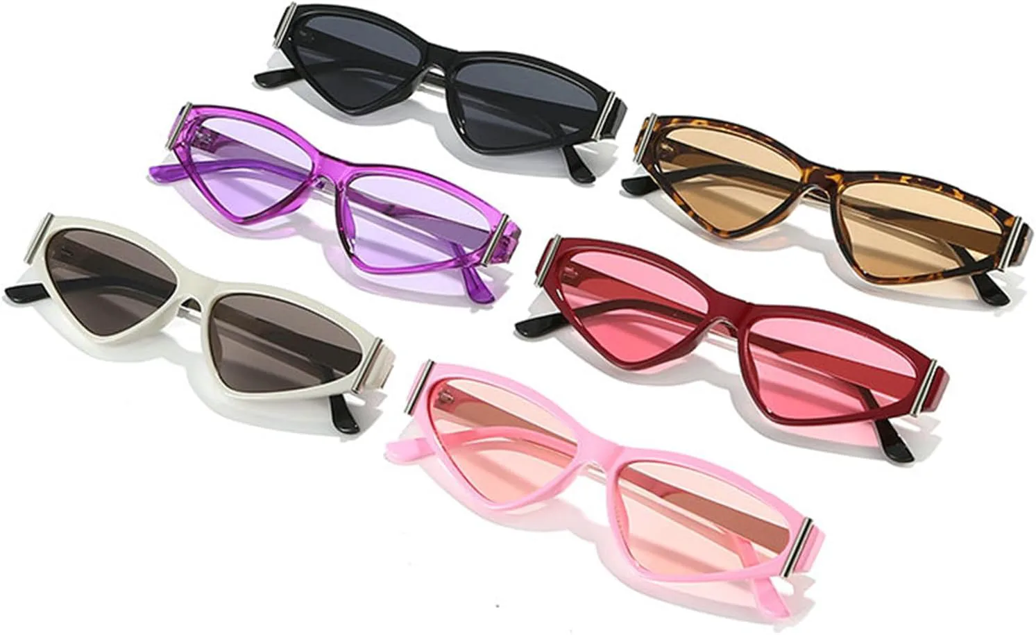 

Солнцезащитные очки Willochra «Кошачий глаз» для женщин, металлические треугольные солнцезащитные очки, модные розовые очки с защитой от УФ-излучения UV400, C1