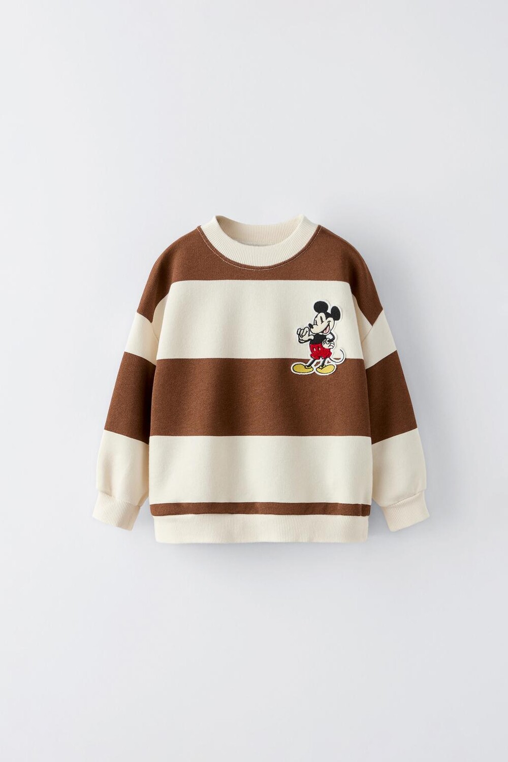 

Полосатая футболка с микки маусом disney ZARA, коричневый/экрю