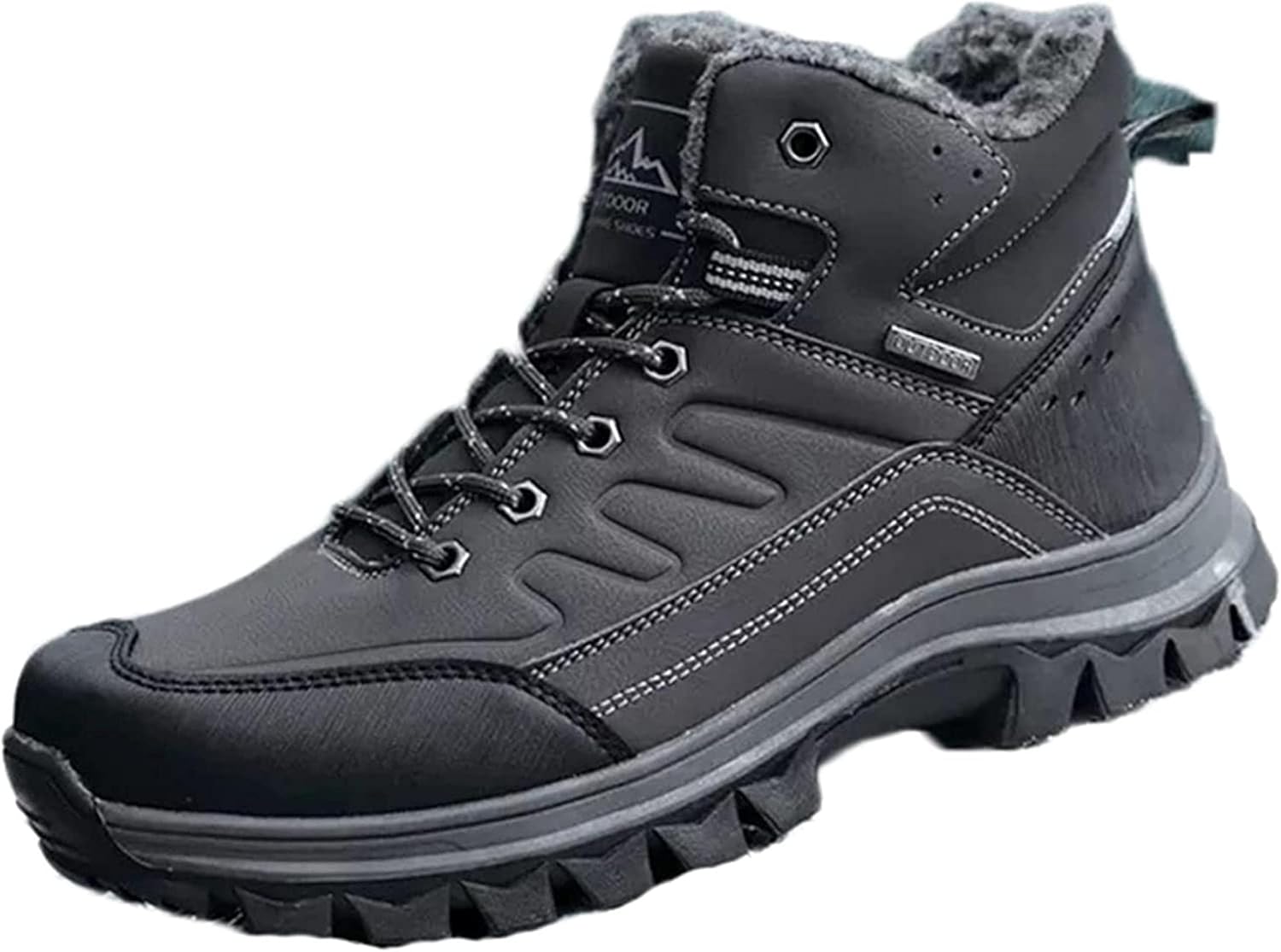 

Мужские трекинговые ботинки Yiozoi на щиколотку, ветронепроницаемые, зимние, для прогулок на улице, со шнуровкой, высокие, с круглым носком, повседневные теплые зимние ботинки, серый