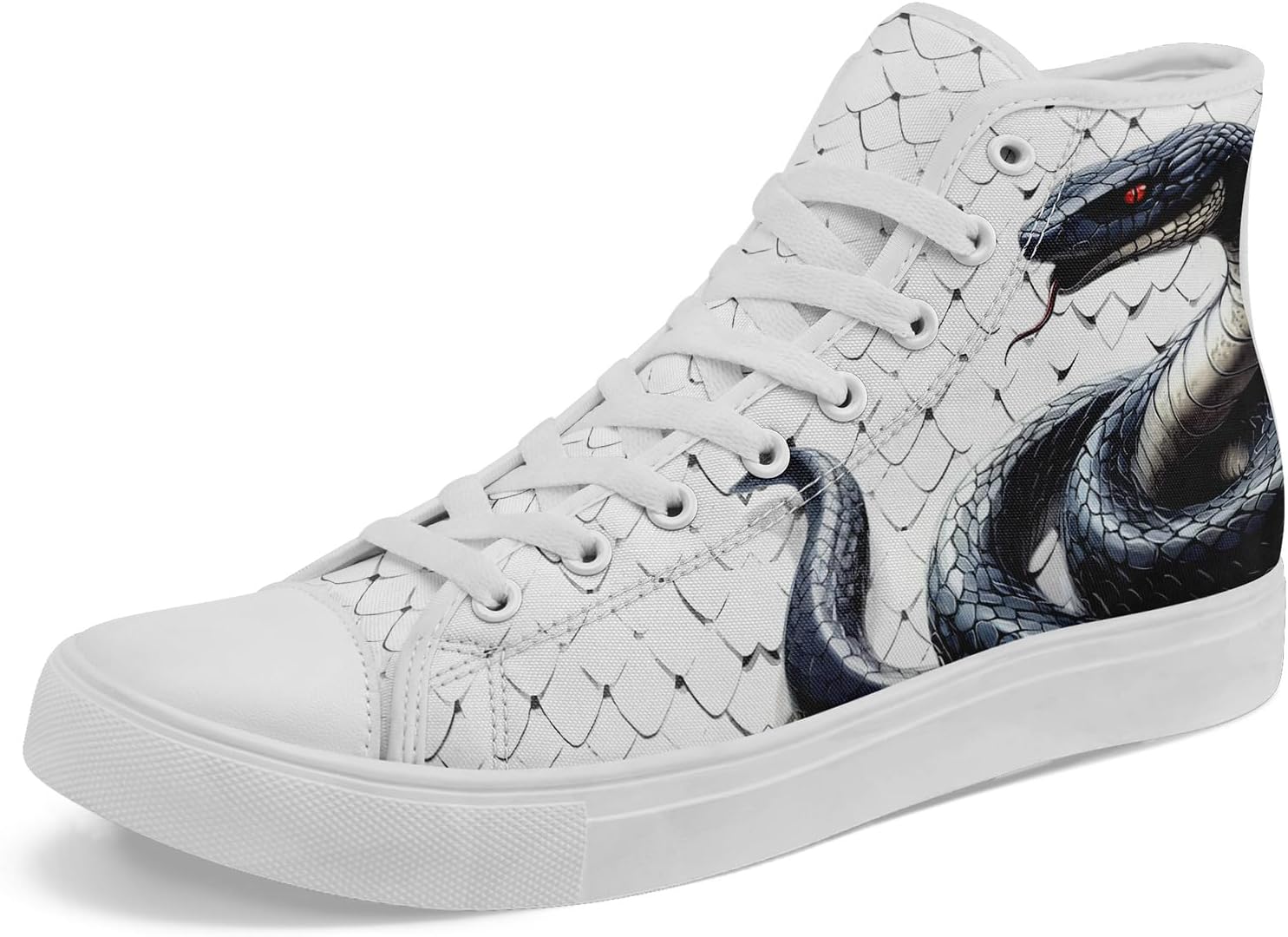 

Унисекс высокие кеды с принтом под змею из текстиля, легкие шнурованные обувь для прогулок, активного отдыха и повседневной носки Awsole, белый/черный