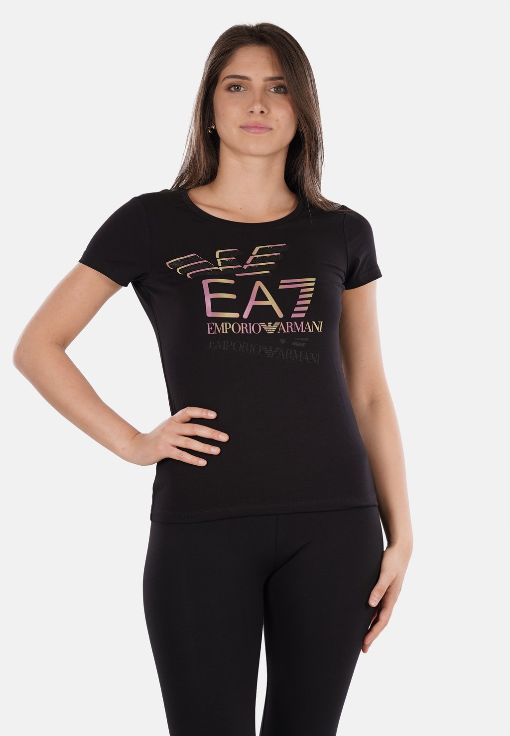 

Футболка с принтом EA7 Emporio Armani, черный