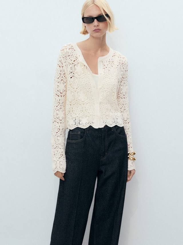 

Вязаный кардиган для сада Mango, Light Beige