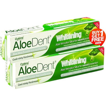 

Зубная паста Aloe Dent Whitening без фторида для отбеливания - 2x100 мл Optima