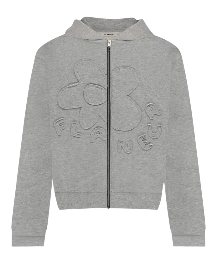 

Толстовка на молнии с цветочными нашивками FlãNeur, серый