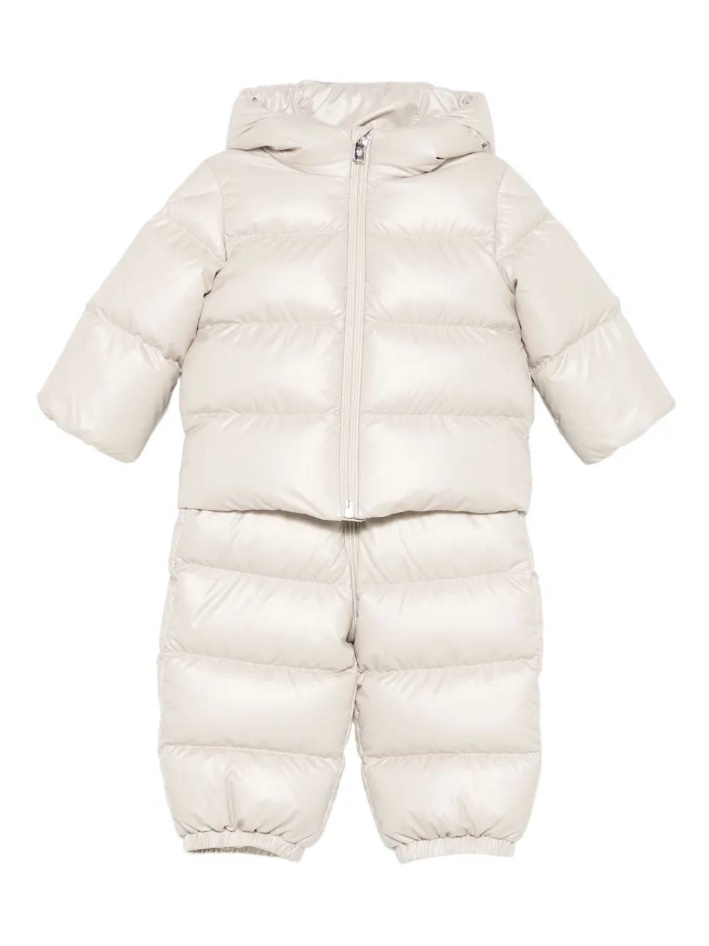 

Стеганый зимний комбинезон с капюшоном Moncler Enfant, нейтральный