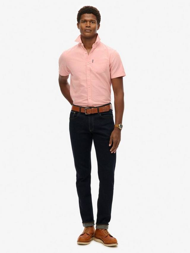 Оксфордская рубашка с коротким рукавом Superdry, Rose Pink Chambray — фото 3