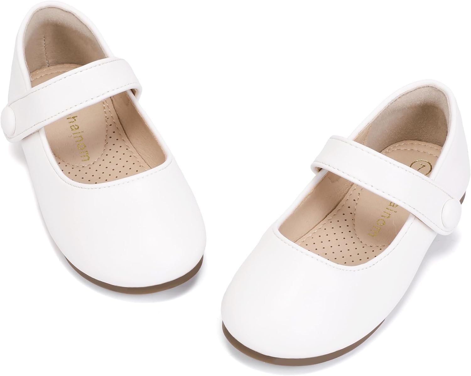 

Детские туфли для девочек Hehainom с ремешком Mary Jane, балетки, для девочек, для цветочной девочки, малышей, на свадьбу, вечеринку и в школу, Whitepu