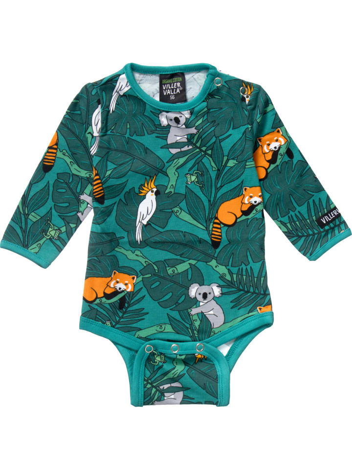 

Villervalla Боди с длинными рукавами и изображением диких животных зеленого цвета