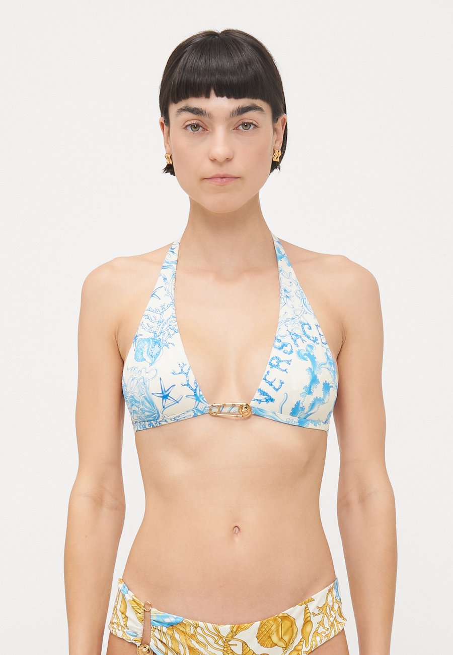 

Топ бикини Versace SWIM RENEWSTYLE LIGHT UNDERWATER BAROCCO ALL OVER SAFETY PIN, Eggshell/Bright Blue/Light Blue