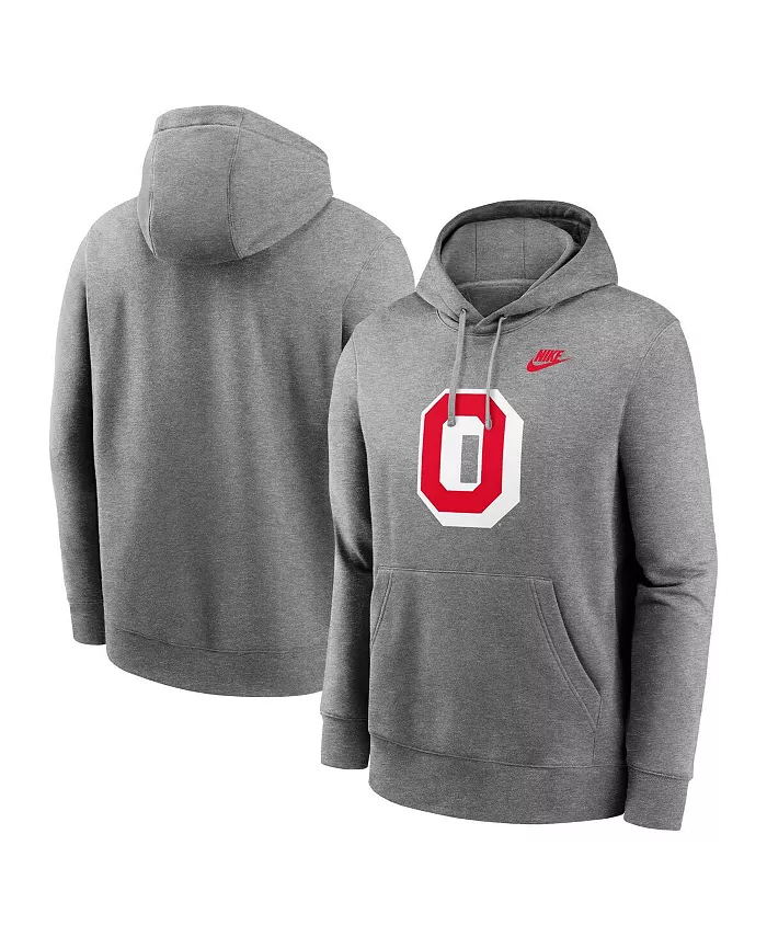 

Мужская толстовка с капюшоном Heather Gray Ohio State Buckeyes Legacy Logo Club Fleece Pullover Nike