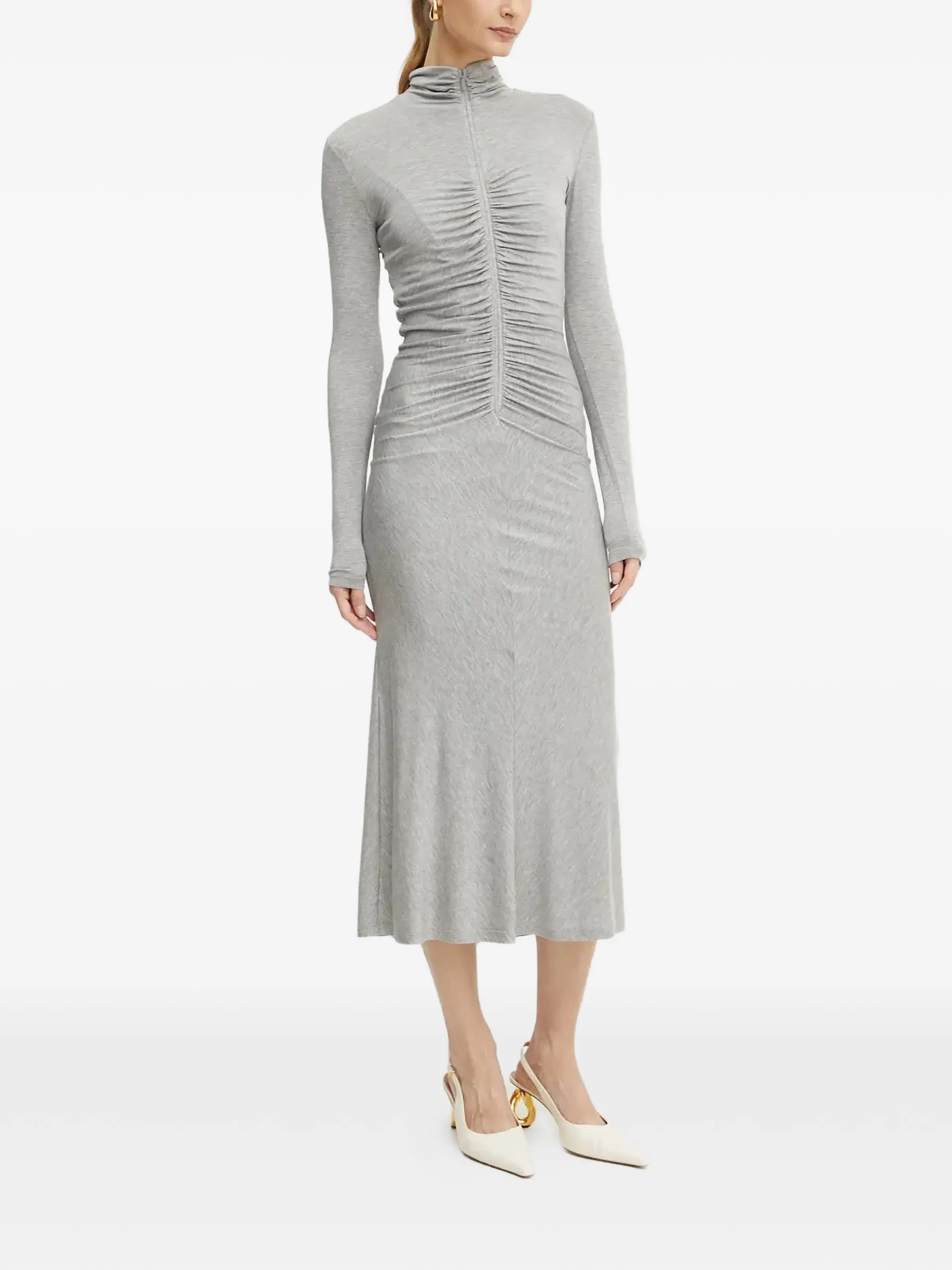 

Платье миди на молнии со сборками Pinko, серый