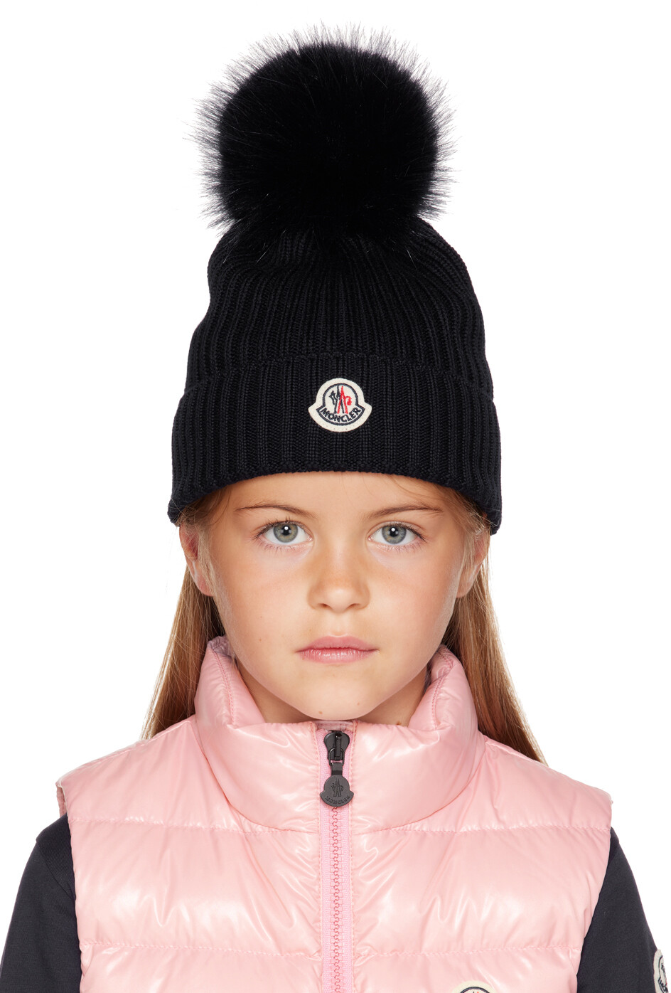 

Темно-синяя шапка Moncler Enfant Kids с помпонами