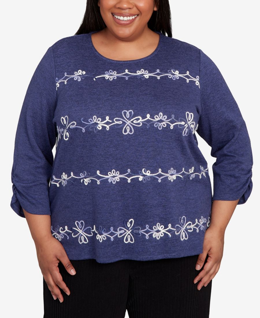 

Топ больших размеров с вышитыми узорами и присборенными рукавами в стиле Озеро Шамплейн Alfred Dunner, Iris