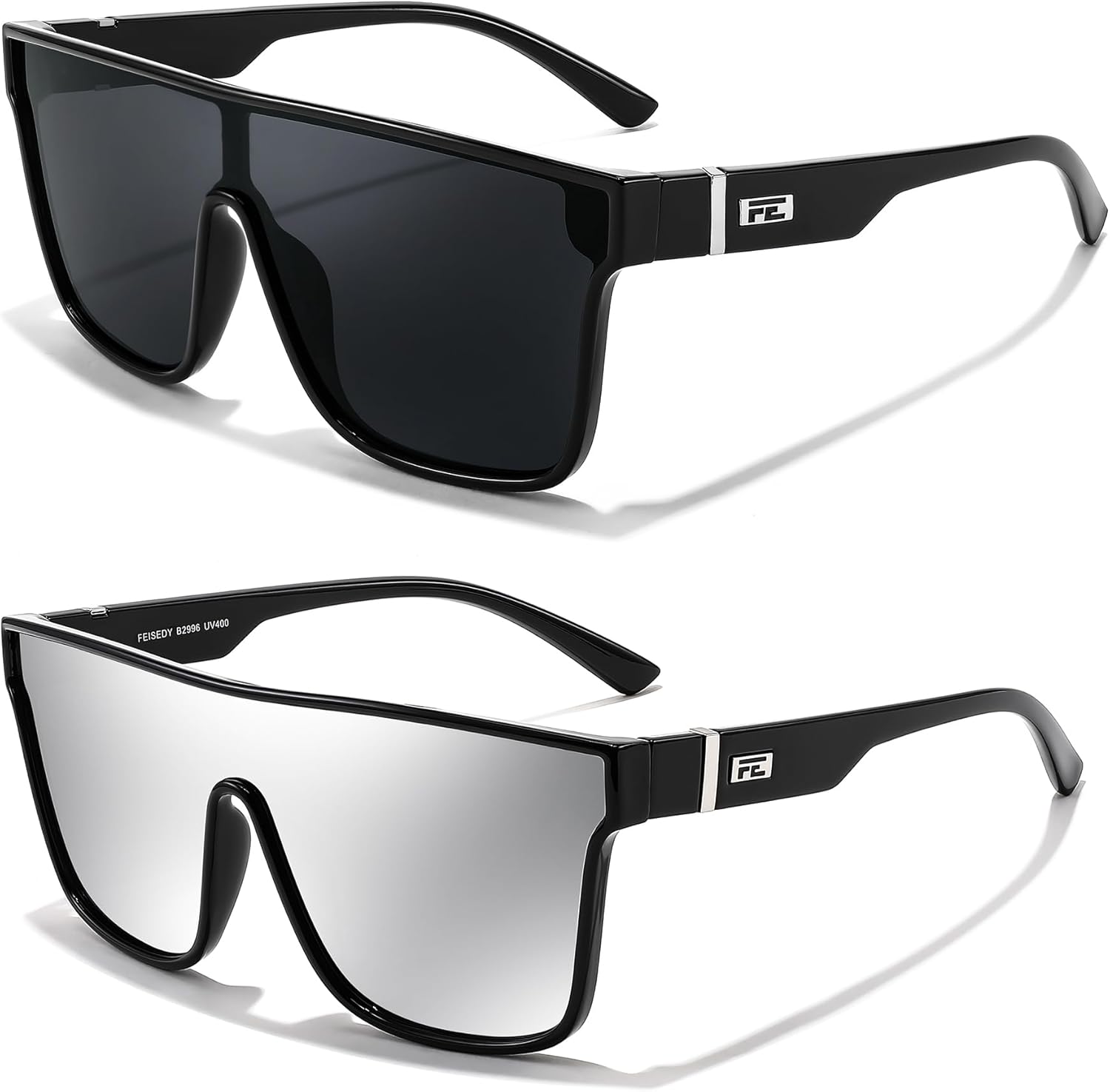 

Солнцезащитные очки FEISEDY для женщин и мужчин, модные зеркальные линзы, солнцезащитные очки для вождения и пляжа с защитой от УФ-излучения UV400, модель B2996, Z2pack(black Frame & Grey Lens+black Frame & Silver Lens)