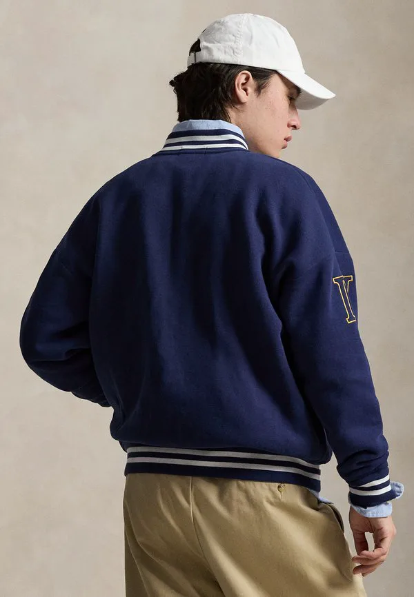 Тяжелая флисовая бейсбольная куртка-бомбер Polo Ralph Lauren, Newport Navy — фото 3