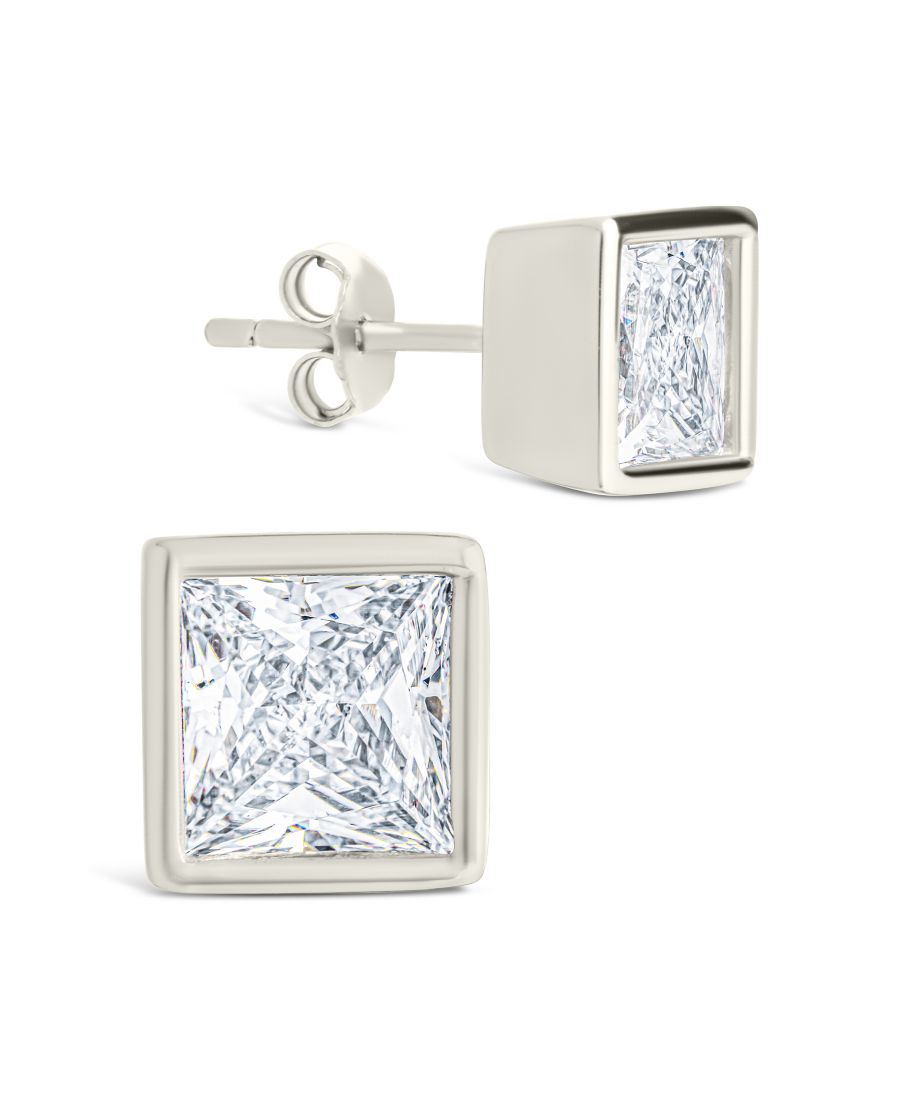 

Серьги-гвоздики из стерлингового серебра с огранкой принцесса в оправе Sterling Forever, Silver