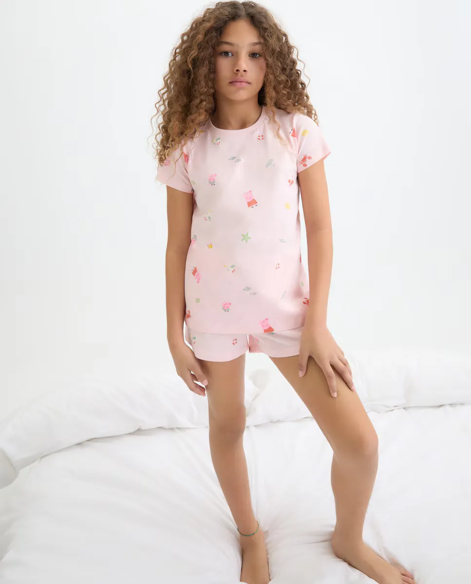 

Пеппа Свинка короткая девичья пижама Cotton Juice, цвет Rosa