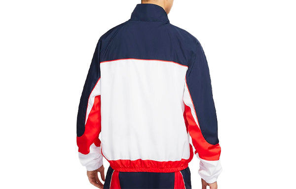 Куртка throwback colorblock woven sports basketball stand collar jacket navy blue dark blue Nike, синий — фото 2