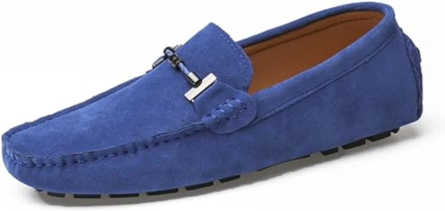 Туфли лоферы из замши и кожи, натурпродукт, Royal Blue Zentavi — фото 3
