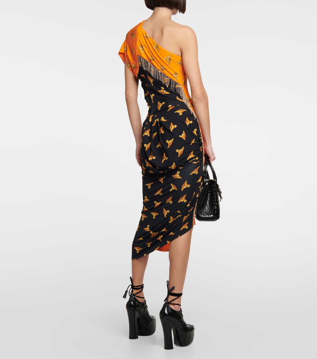 Платье миди на одно плечо с принтом Vivienne Westwood, Black Orange — фото 3