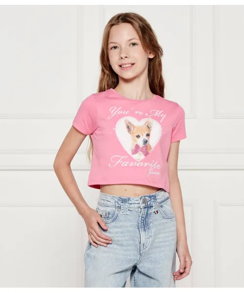 

Футболка Cropped fit Guess, розовый