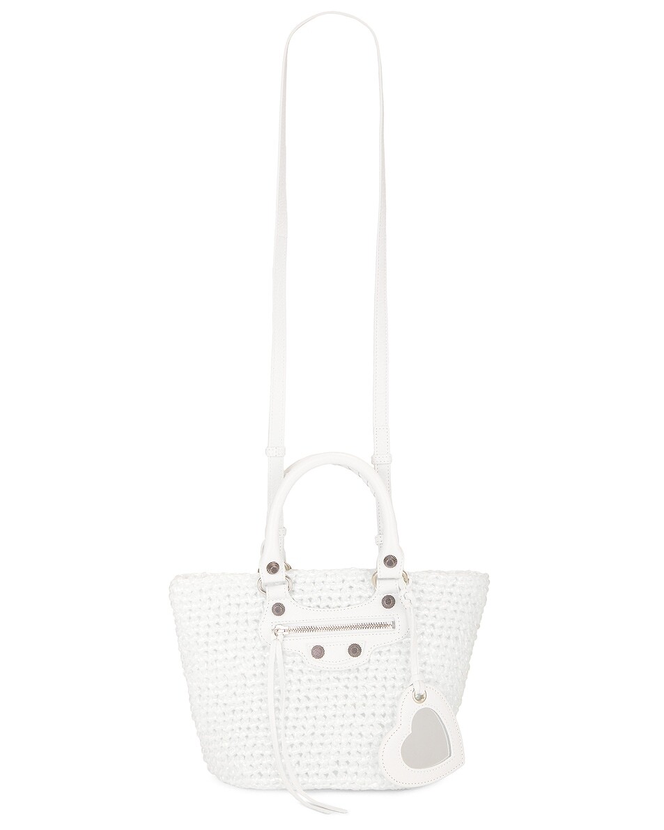 

Маленькая сумка-корзина Le Cagole Balenciaga, цвет Optic White