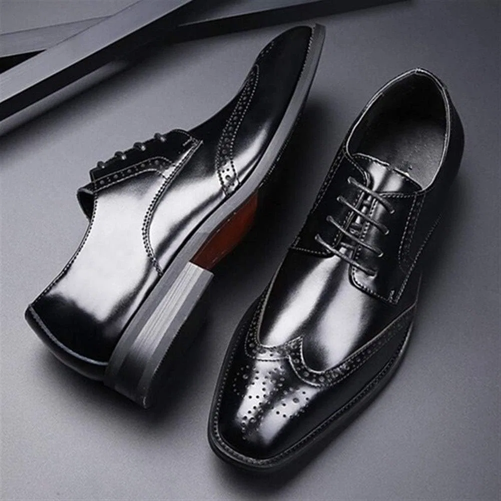 Туфли Formale Schuhe für Männer Schnüren gebrannte Zehenflügelspitze Brogue Cowide Anti-Rutsch-Nicht-Slip-Widerstands-Gummi-Sohle-Party Generic, Schwarz — фото 4