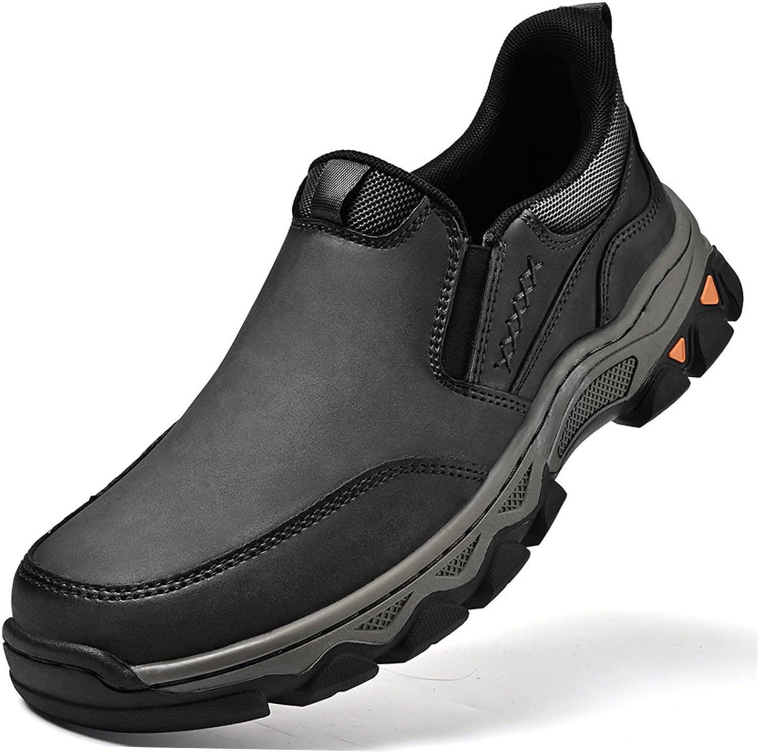 

Мужские ортопедические балансирующие туфли Enjerr с поддержкой свода стопы, лоферы без шнурков из натуральной кожи с круглыми носками, удобные для путешествий, работы, прогулок в помещении и походов Azagneem, серый