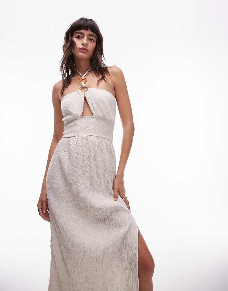 

Topshop – Пляжное платье натурального цвета с вырезом халтер и кольцом
