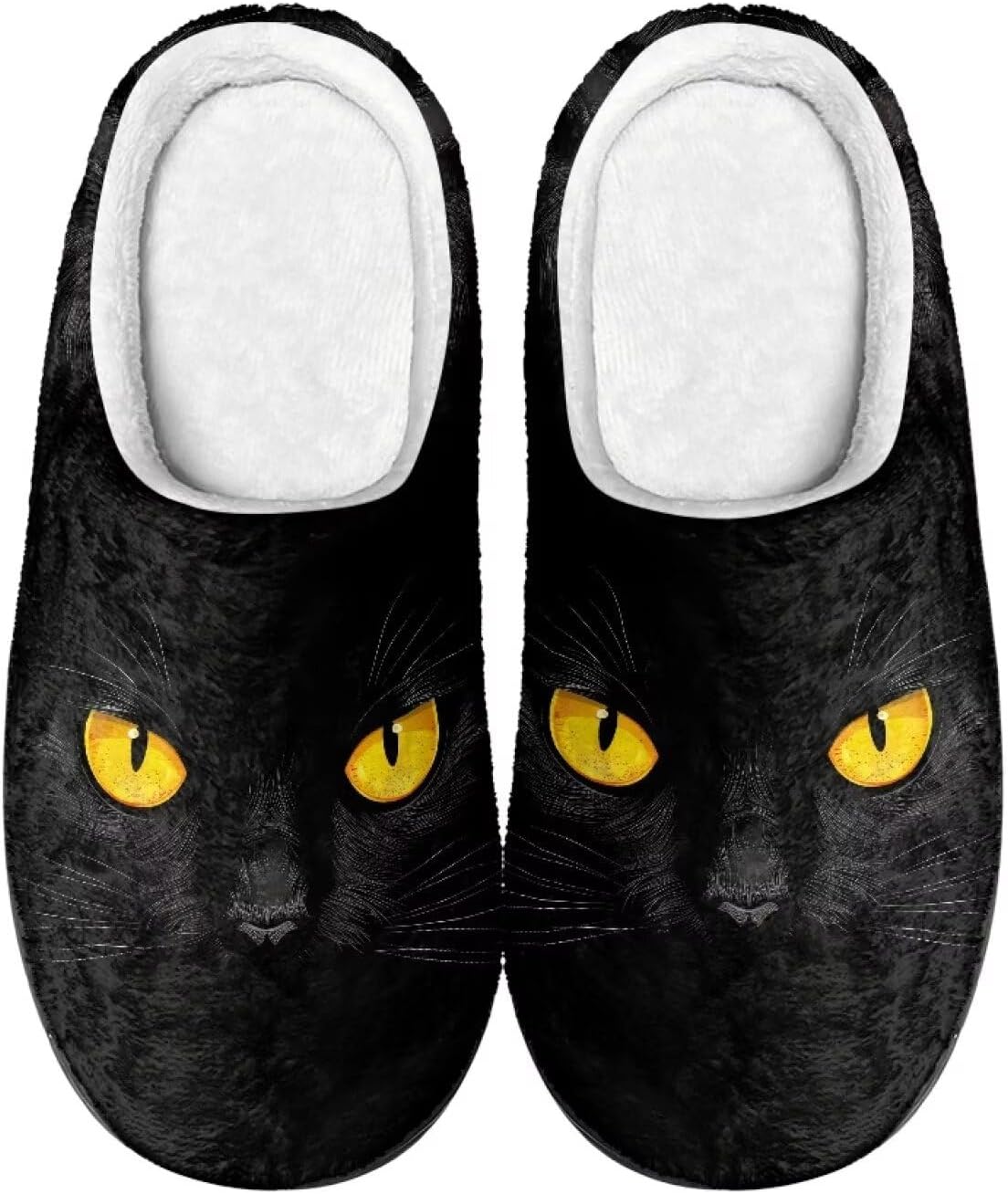 

Мужские и женские нескользящие тапочки, теплые мягкие уютные тапочки из фланели, домашняя обувь для спальни и улицы, размеры 2-12 Zcfygdx, Black Cat Eyes Print