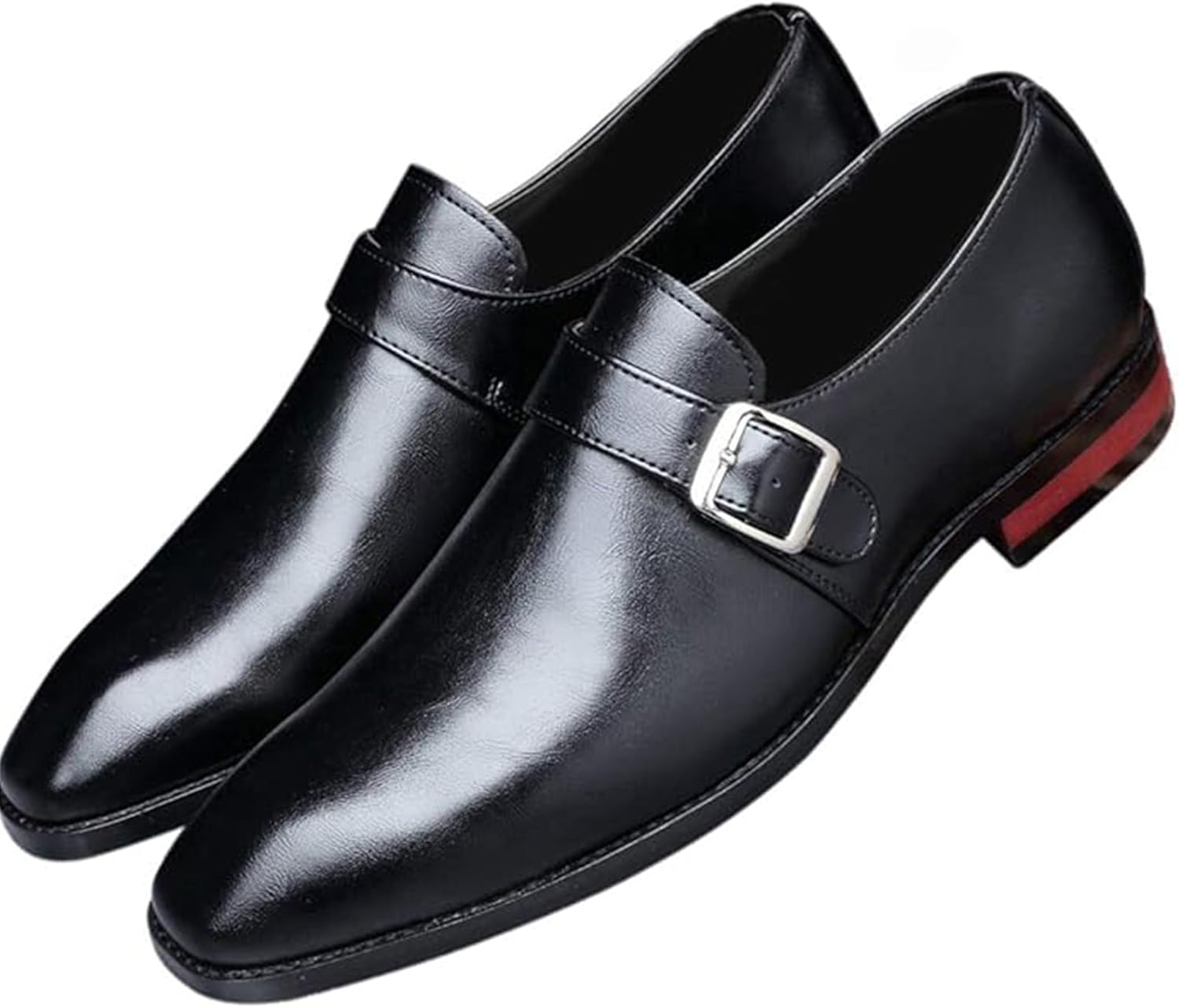 

Мужские туфли - слипоны из кожи с монк-ремнем, стильные классические винтажные лоферы Xinduoyu, черный