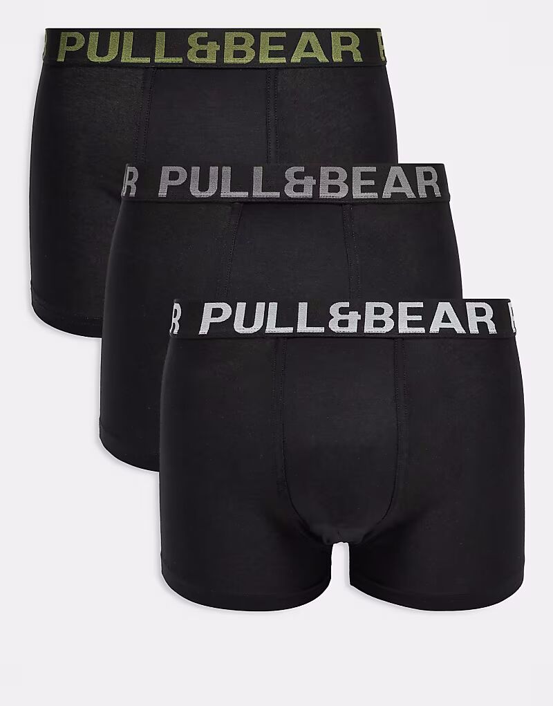 

Pull&Bear, 3 пары трусов-боксеров черного, серого и хаки цвета