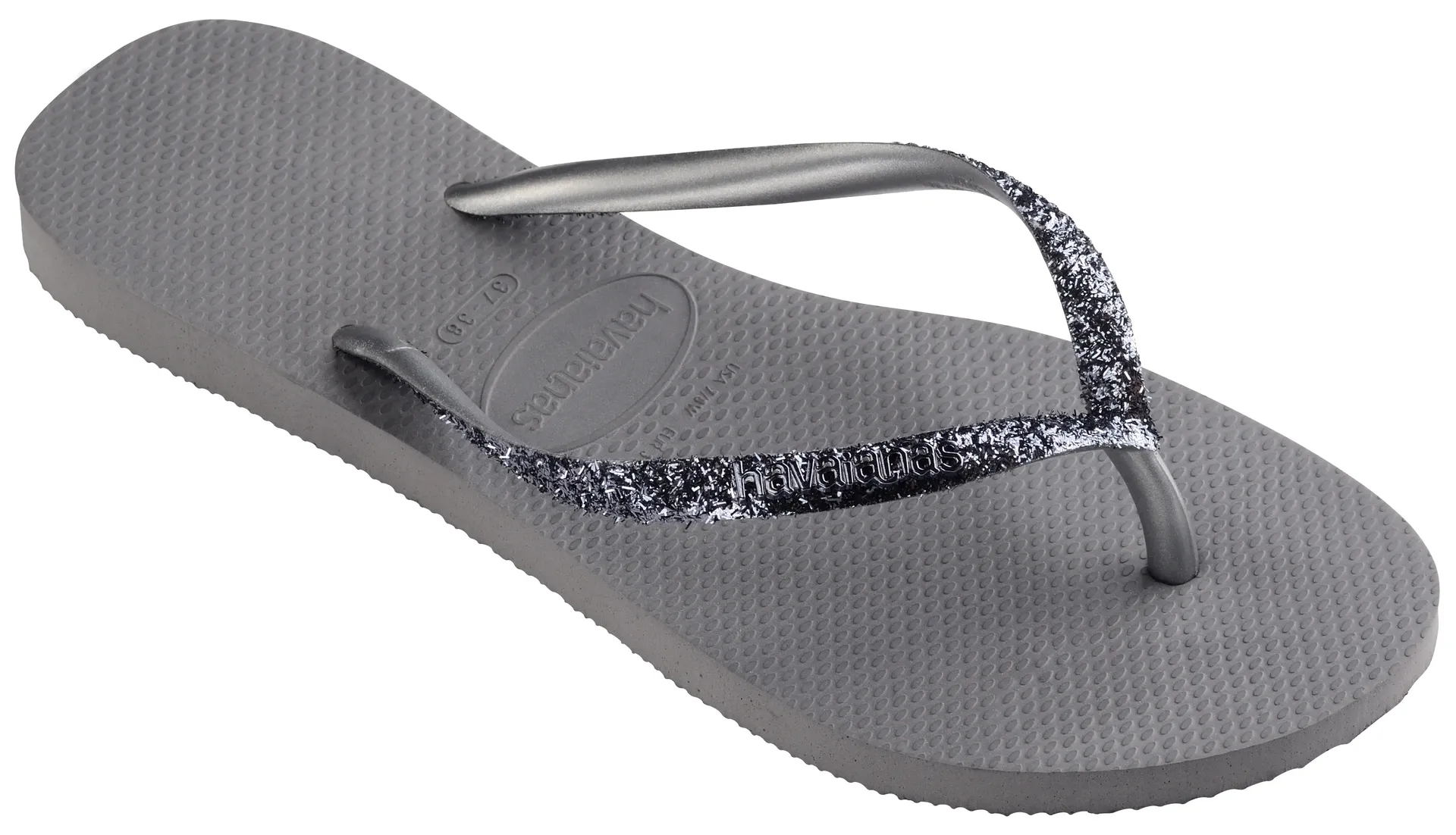 

Шлепанцы Havaianas "SLIM GLITTER 2", летняя обувь, тапочки, туфли для бассейна с блестящими деталями, серебристый