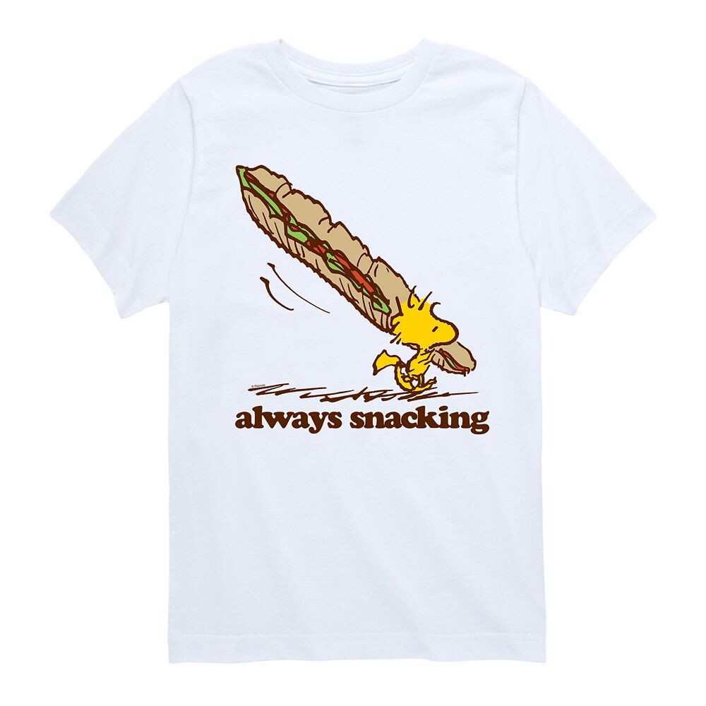 

Футболка с рисунком Peanuts Woodstock Always Snacking для мальчиков 8–20 лет Licensed Character, белый