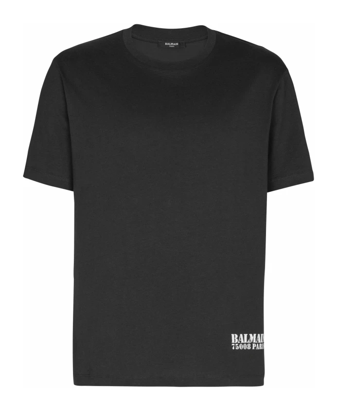 

Футболка с небольшим штампом Balmain, черный