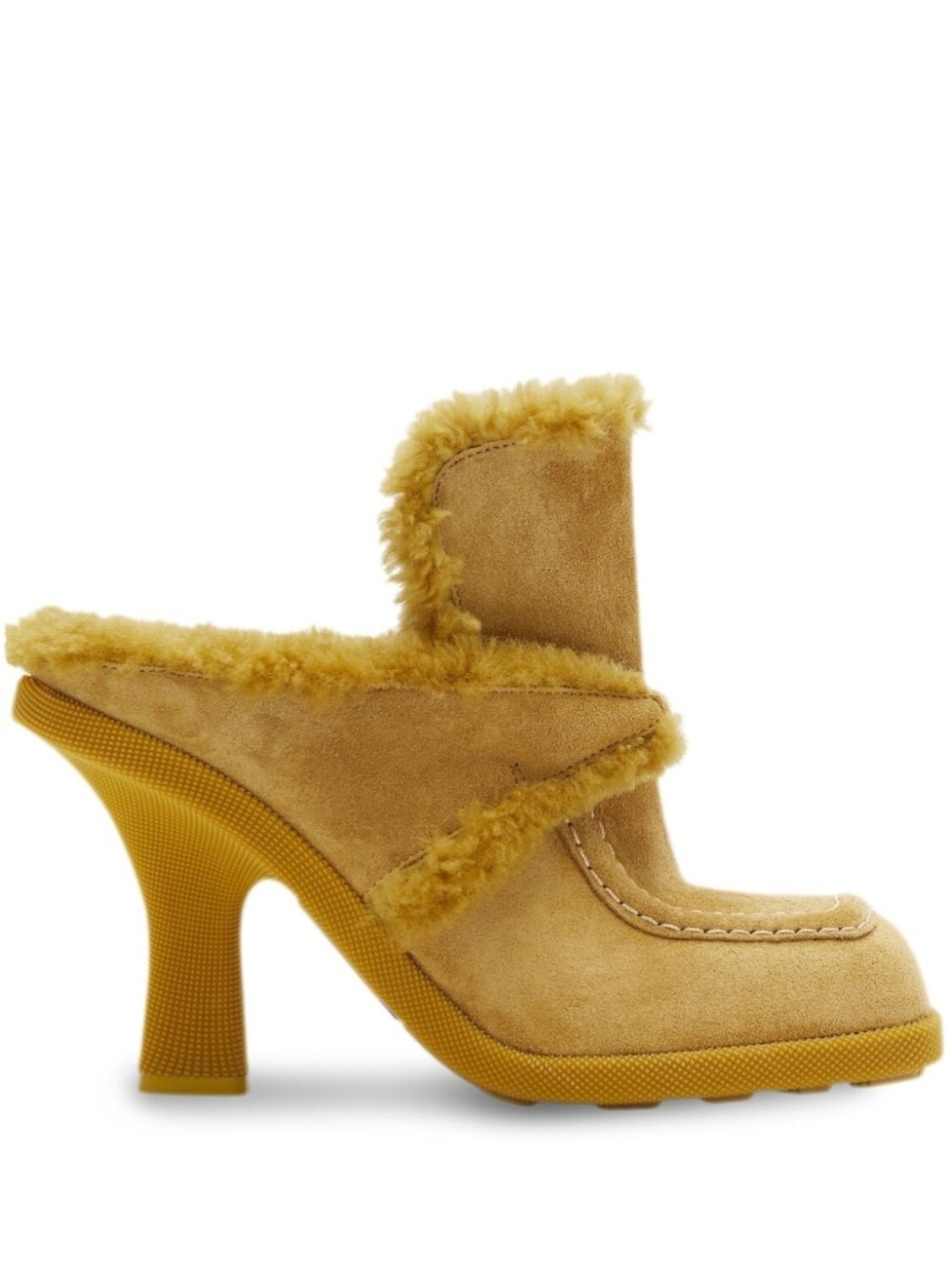 Burberry мюли Highland с мехом, желтый