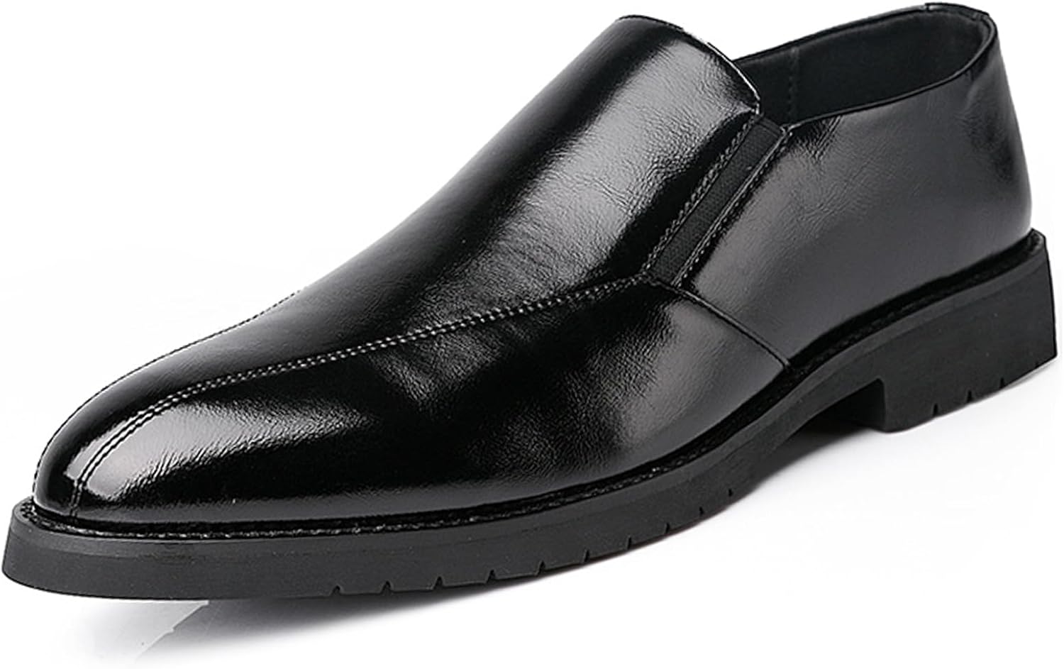 

Мужские кожаные слипоны-лоферы, модные с заостренным носком, повседневные, нескользящие, для бизнеса, свадьбы, работы, формальные туфли под смокинг Lossarye, черный